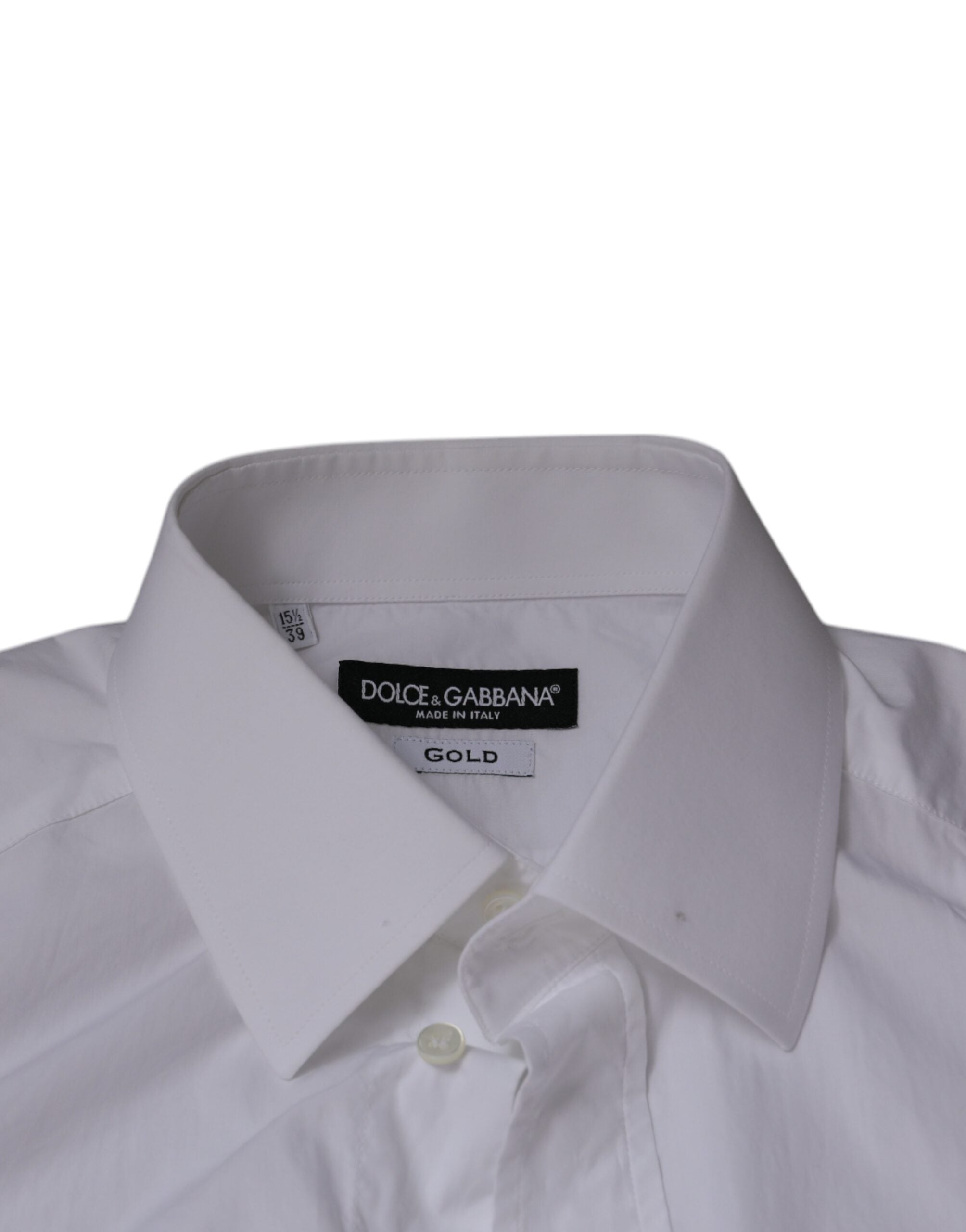 Dolce & Gabbana White Slim Fit Men's Shirt GOLD made of Cotton